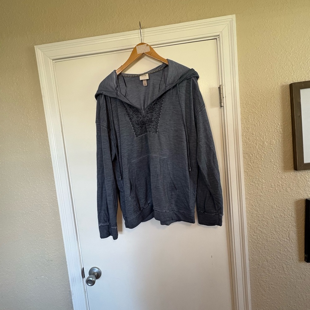 Hooded Sweatshirt with Lace Detail